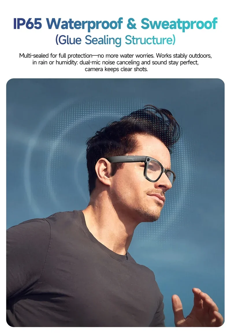 New Sunglasses Smart Glasses 8 Million Pixels Recording Videos AI Photo Recognition Answer Translation 290mAh Bluetooth Glasses