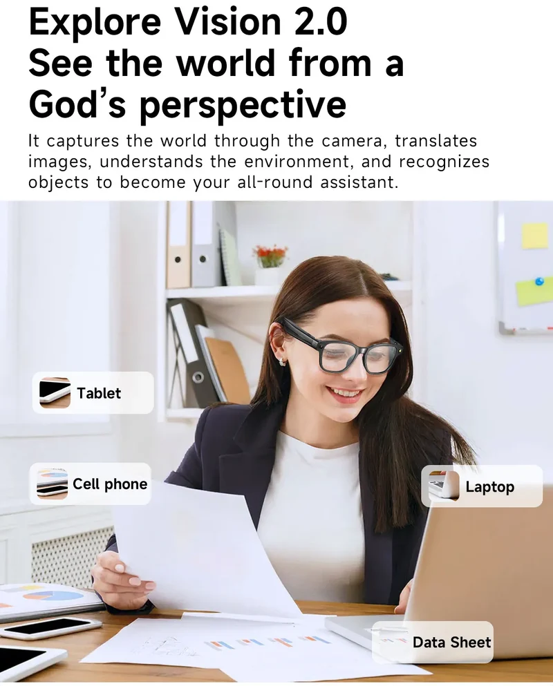 Smart Video Glasses Myopia Prescription Anti Shake Video Recording WIFI Bluetooth Transmission Object Recognition Smart Glasses