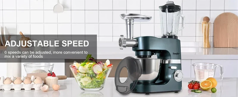 All-in-One 3-in-1 Stand Mixer with Full Metal Gears, 7L Bowl, Blender, Meat Grinder, Dough Hook, Whisk & Beater