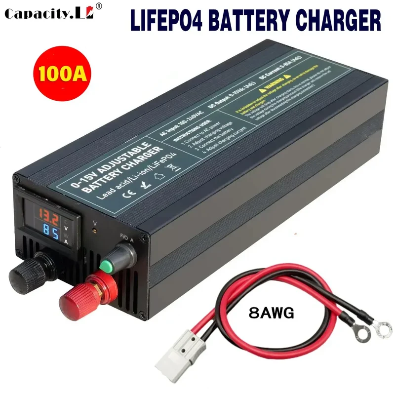 0-100V25A Lifepo4 Charger 24V48V64V72V Fast Charger Lithium Battery Charger 14.6V 100A 60A Battery Adapter Adjustable voltage