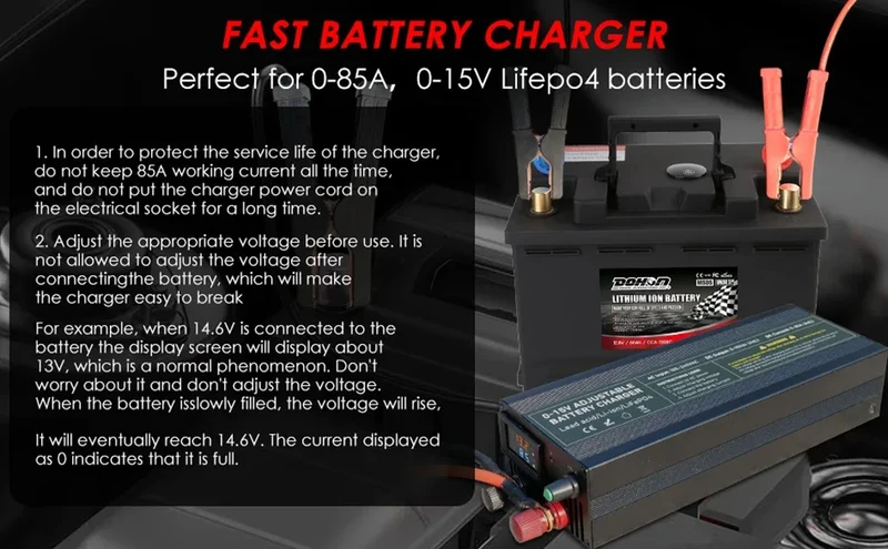 0-100V25A Lifepo4 Charger 24V48V64V72V Fast Charger Lithium Battery Charger 14.6V 100A 60A Battery Adapter Adjustable voltage
