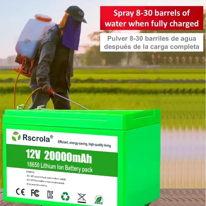12V Li-ion Battery Pack 50Ah/40Ah/30Ah/20Ah A+ 18650 Battery Pack Long-lasting for Sprayer,Children's Toy Car,Scale,Solar Energy