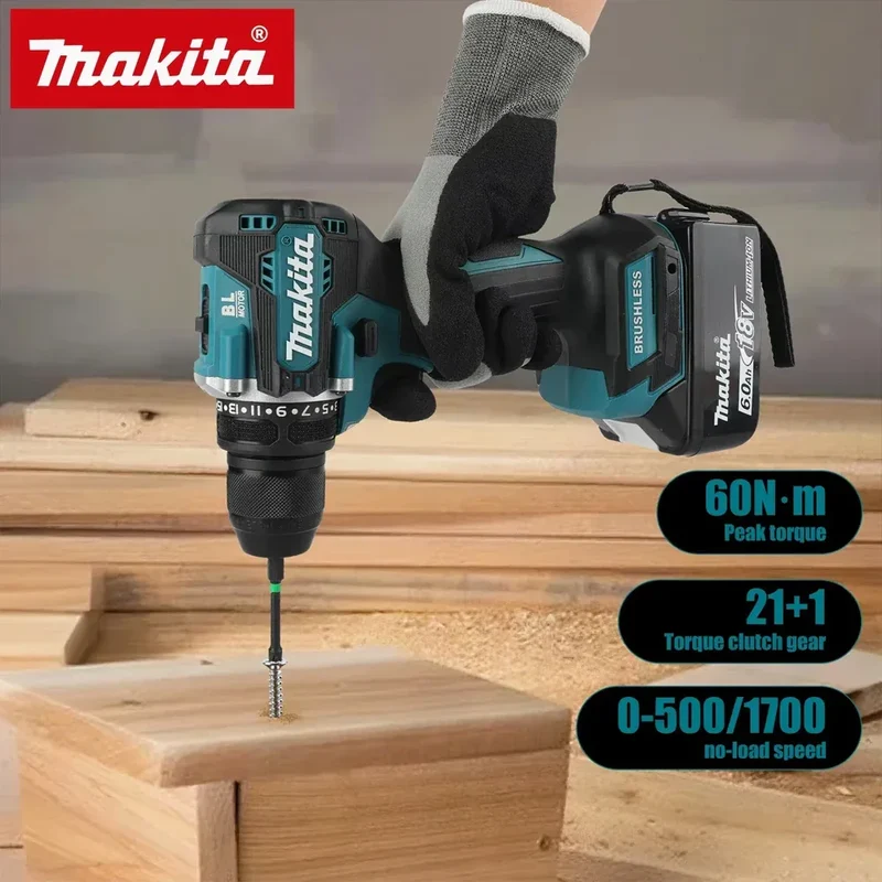 Makita DDF487 13mm brushless household 18V lithium-ion charging impact drill,high torque electric screwdriver Makita 18V battery