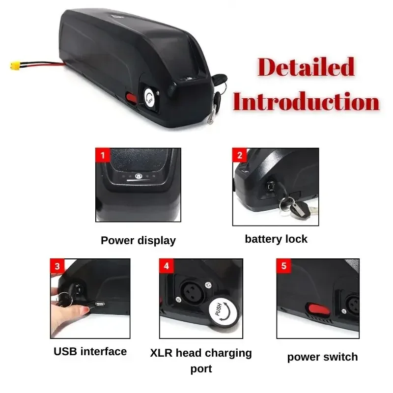 For Hailong Battery 30Ah 20Ah 36V 48V 52V for Bafang BBS02 BBS03 BBSHD Powerful and long-lasting power Motor Hailong Battery