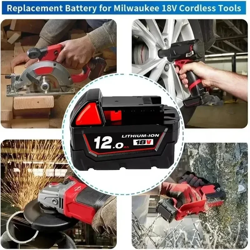 DHL 18V 12Ah For Milwaukee M18 Battery Li-Ion Replacement Battery For Milwaukee 18V M18 48-11-2830 0730-20 Tool battery