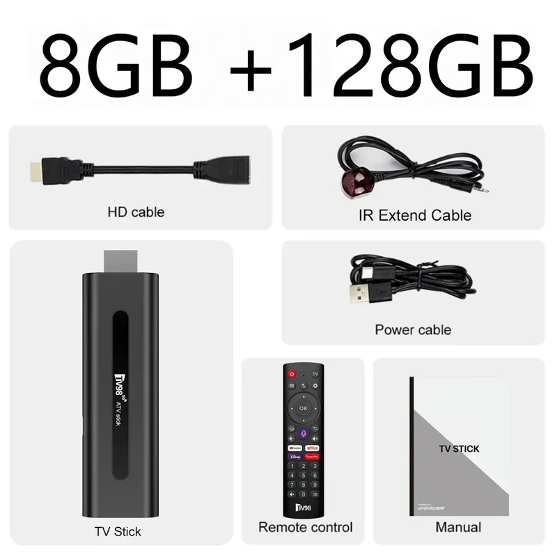 Android TV Stick Set Top Box 8K Dual WiFi 6 Quad Core BT5.0 HDR+10 Google Assistant for Netflix YouTube iptv H313 Media Player