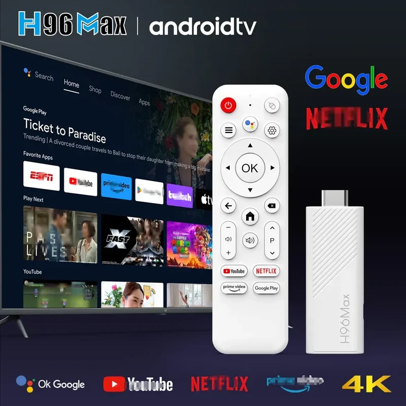 H96 Max H313 Android TV Stick Allwinner Quad Core 4K Video Wifi6 Voice Assistant Smart TV Box