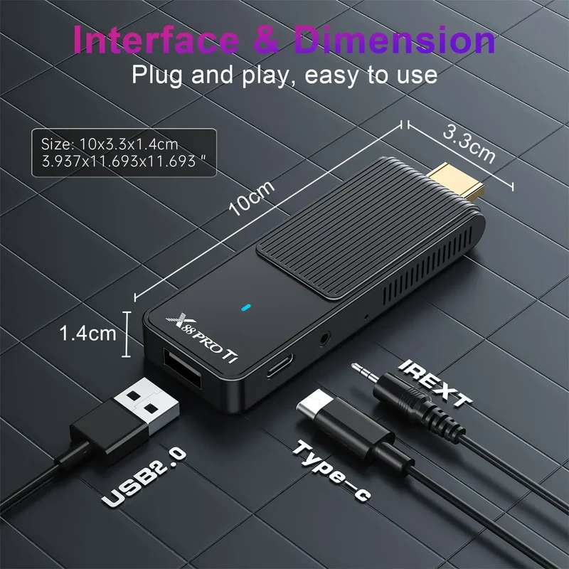 Smart TV Stick Android14.0 X88 PRO RK3518 4K Wifi6 Quad Core Voice Remote Media Player Mini Android TV Stick 2GB 16GB