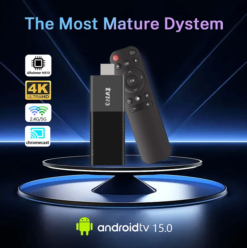 TVR3 HDMI TV Stick Android 15 2.4G&5G Dual Wi-Fi Allwinner H313 1G 8G Quad Core Smart TV Box Streaming Media Player Set-top Box