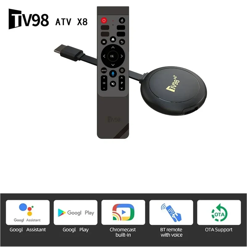 TV98 ATV X8 Smart TV Stick iptv Allwinner H313 quad-core 4G 5G Dual Wifi HD 8K 4K BT 5.0 8GB 128GB Voice Remote Android 14