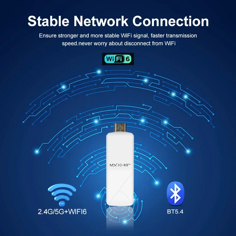Smart TV Stick MX10 K9PRO Android 13 Dual-Band WiFi2.4G+5G BT5.0 Support Voice Control 2GB+16GB Chromecast TV Stick