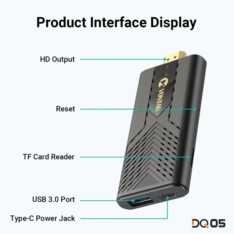 VONTAR DQ05 4G 32G TV Stick Android13 ATV UI Rockchip RK3528 Quad Core 64bit Cortex A53 Support 8K Video 4K 60fps Wifi6 BT5.0