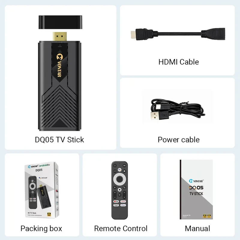 VONTAR DQ05 4G 32G TV Stick Android13 ATV UI Rockchip RK3528 Quad Core 64bit Cortex A53 Support 8K Video 4K 60fps Wifi6 BT5.0