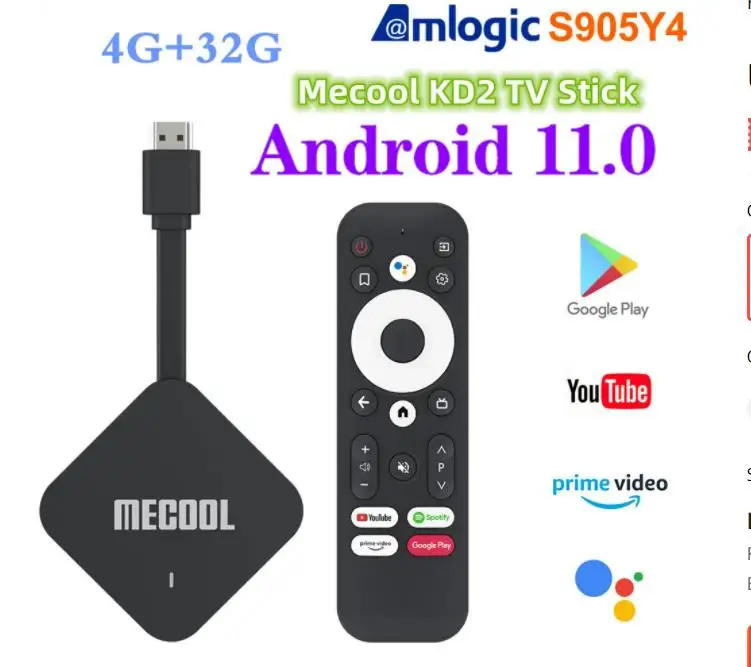 [Genuine]MECOOL ATV KD2 Best Global Version Amlogic S905Y4 TV Stick 4G 32G 4K Dual WIFI Google Certified TV Box BT5.0 PK KD3 KD5