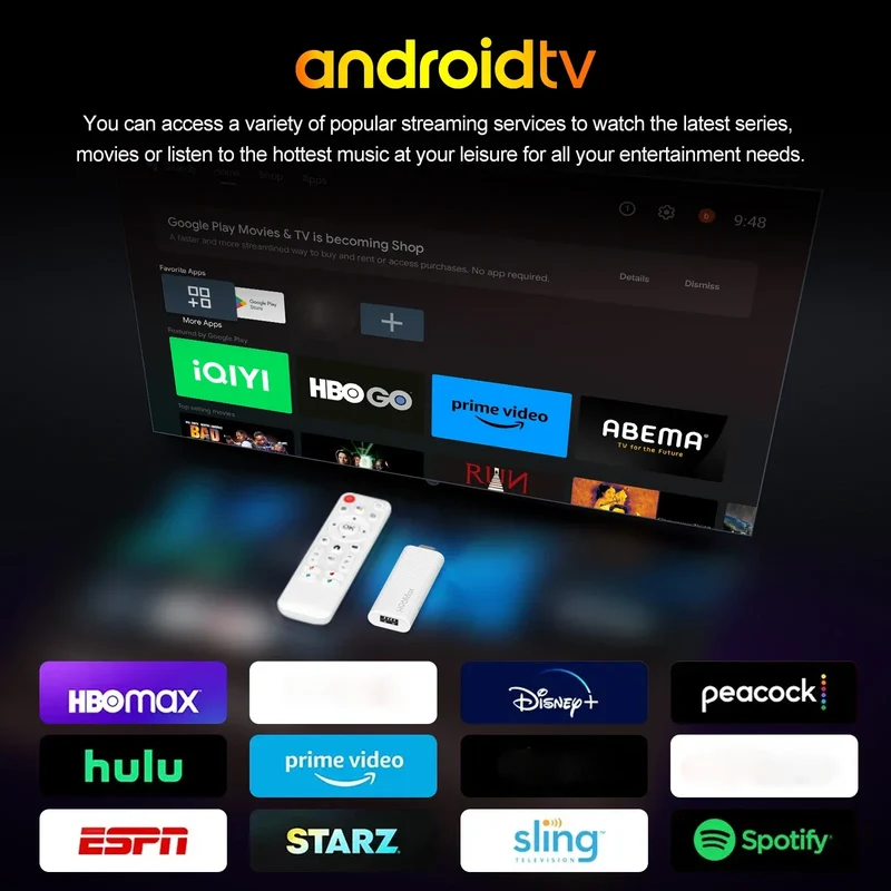H96 MAX H313 mini TV Stick Android14 Quad Core Wifi6 BT5.0 4K@60fps ATV Launcher Google Voice Assistant Media Player AI TV Stick