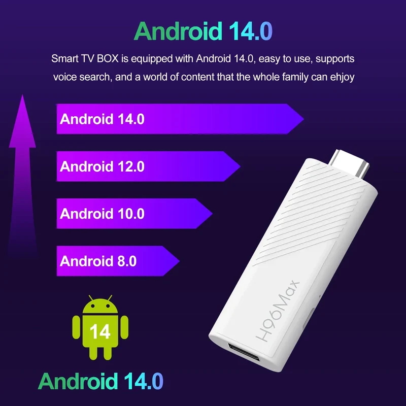 H96 MAX H313 mini TV Stick Android14 Quad Core Wifi6 BT5.0 4K@60fps ATV Launcher Google Voice Assistant Media Player AI TV Stick