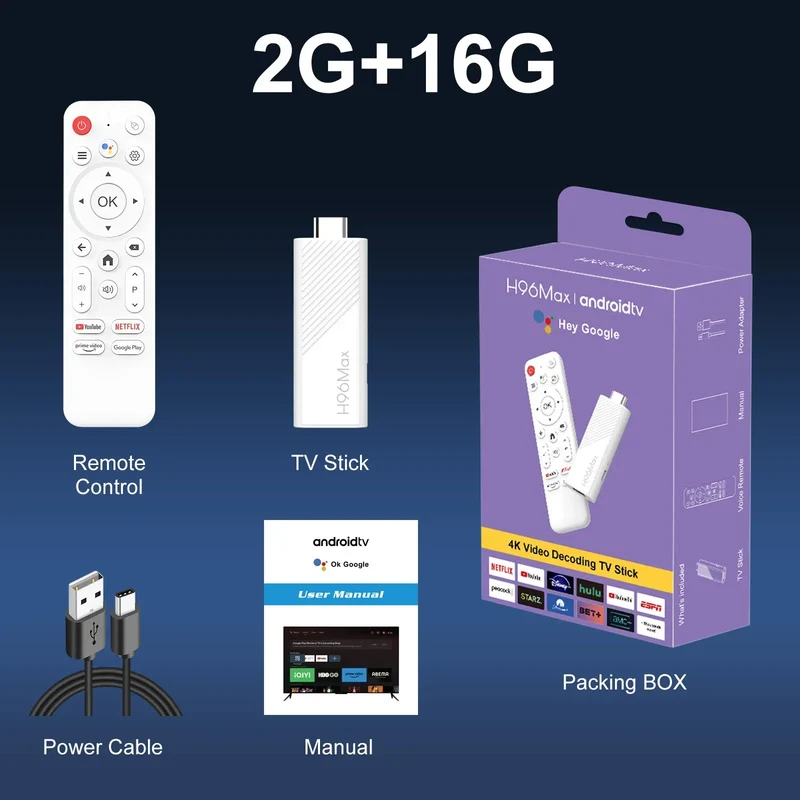 H96 MAX H313 mini TV Stick Android14 Quad Core Wifi6 BT5.0 4K@60fps ATV Launcher Google Voice Assistant Media Player AI TV Stick