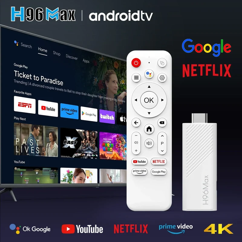 H96 Max H313 Android TV Stick Allwinner Quad Core 4K Wifi6 BT Voice Assistant Remote Control Game Media Player Smart TV Box