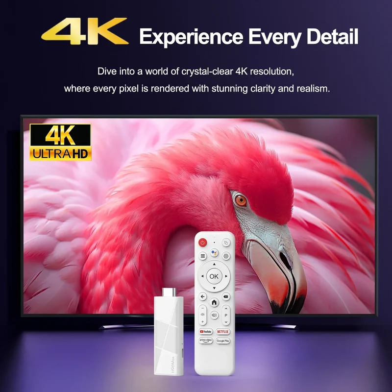 Android 14 ATV Smart TV Stick Support 4K Video 4K@60fps BT5.0 WiFi6 Rockchip RK3518 Quad Core Google Voice Remote Smart TV Box