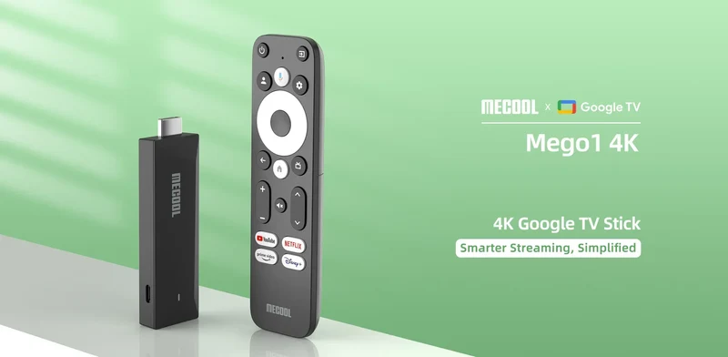 [Genuine] 2025 Newest Mini TV Stick MECOOL MEgo1 4K HDR 2GB+8GB 5G Built-in wifi LAN 100M Best Google Certified Netflix TV Stick