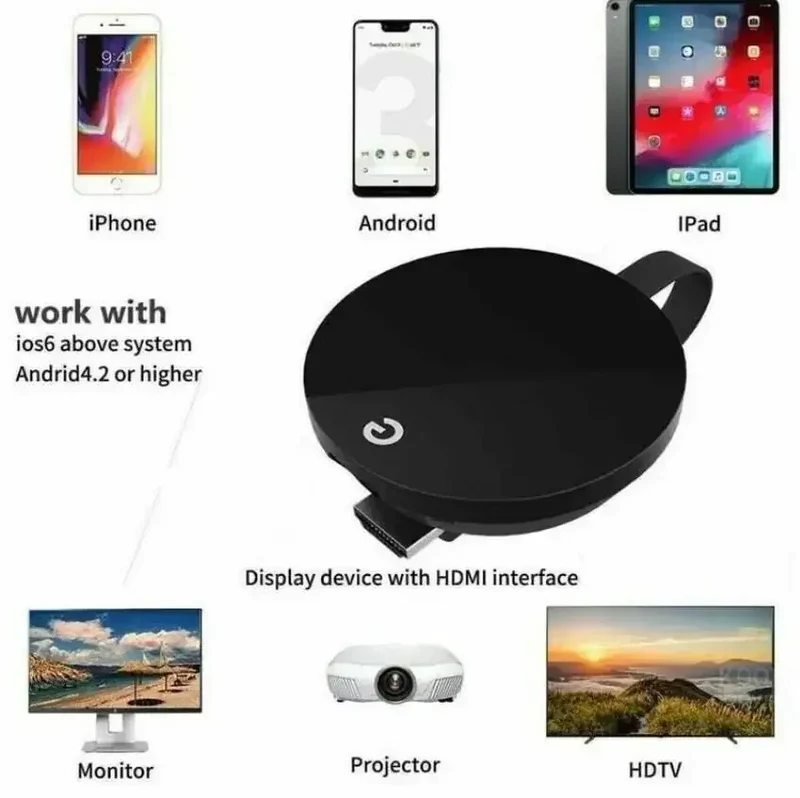 Chromecast Google Wireless WiFi mirascreen HDMI-compatible HD Display Dongle Media Streaming Video tv Smart Home For ios/Android
