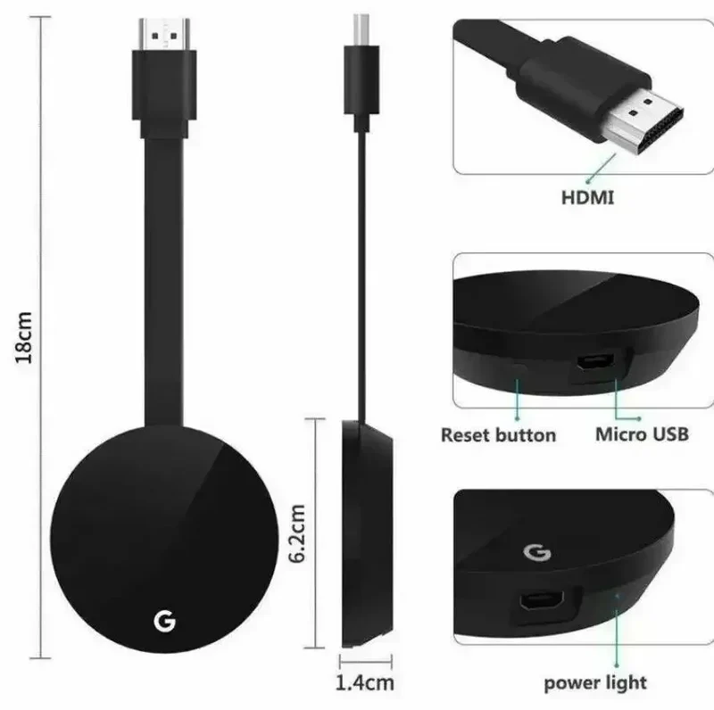 Chromecast Google Wireless WiFi mirascreen HDMI-compatible HD Display Dongle Media Streaming Video tv Smart Home For ios/Android