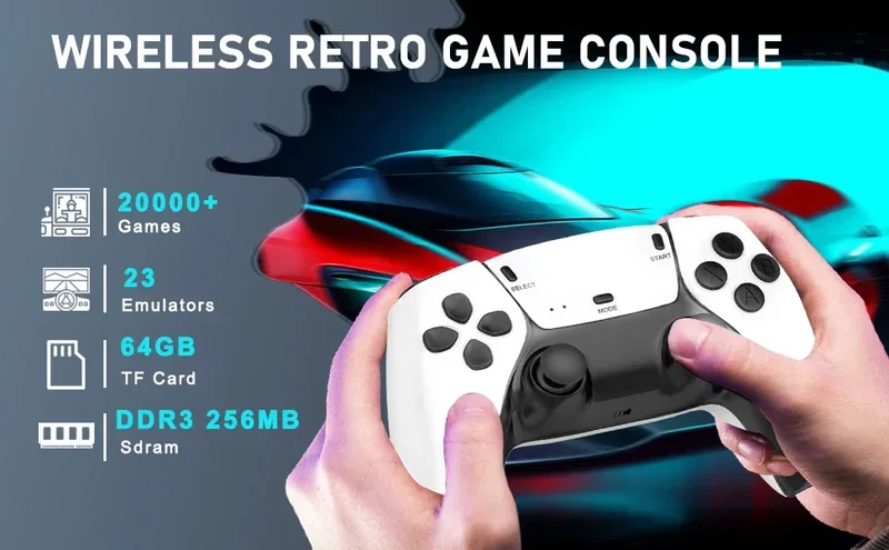 M15 Retro Game Console 2.4G Wireless Dual Controller 4K TV Game Stick 64GB 20000 Retro Games Retro Game Family Gift