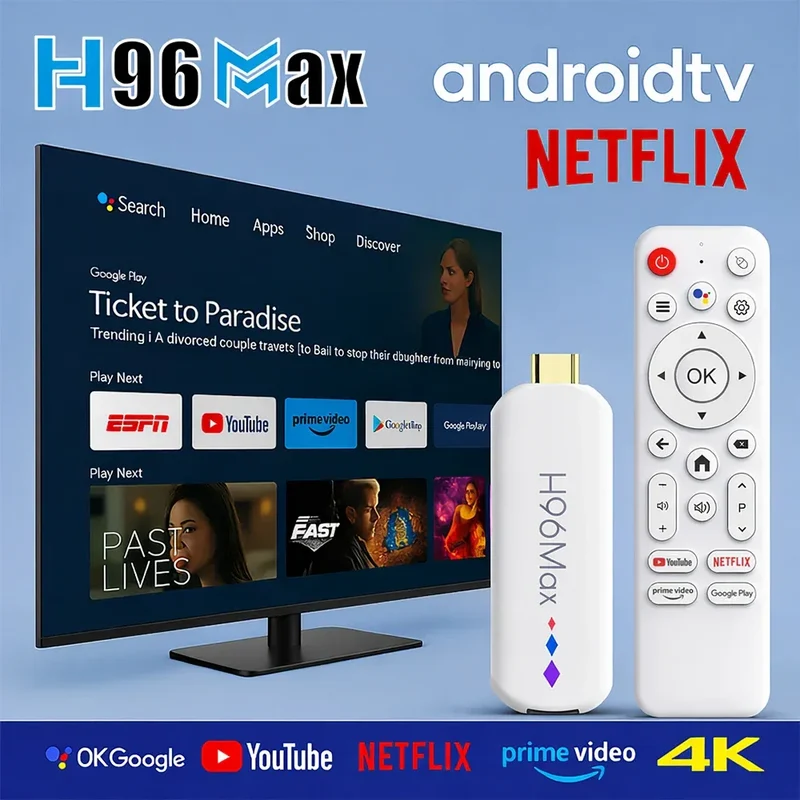 Android TV Stick S905L3 H96 Max M20 Quad-Core Smart TV Stick Media Player Voice Assistant Support 4K Streaming TV Stick 2GB 16GB