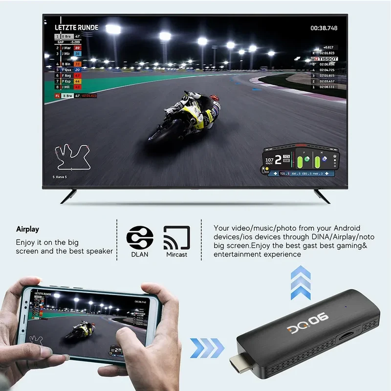 DQ06 ATV Mini TV Stick Android12 Allwinner H618 Quad Core Cortex A53 Support 8K Video 4K Wifi6 BT Remote TVBox Media player