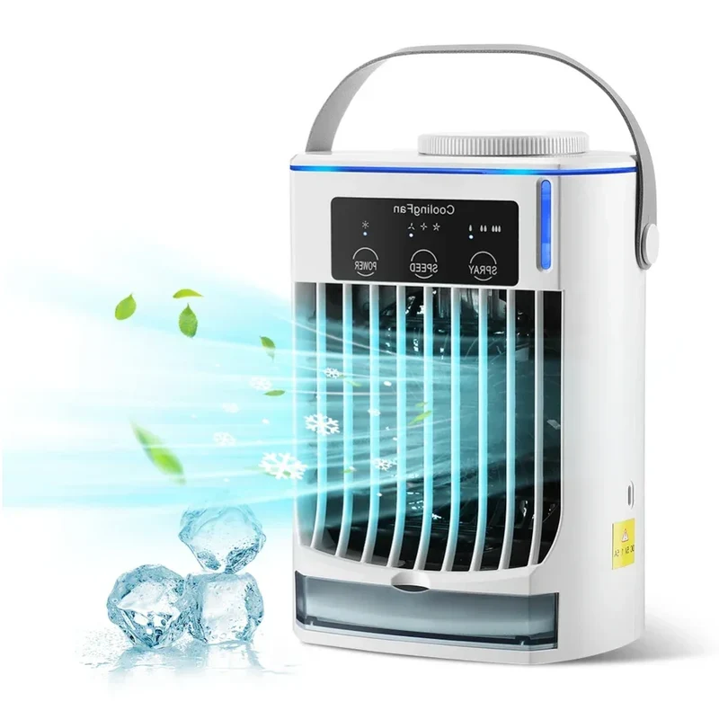 Small Space Air Conditioning for Home Rechargeable Portable Summer Desktop Air Cooler Spray Fan Moist Clean Air for Office Room
