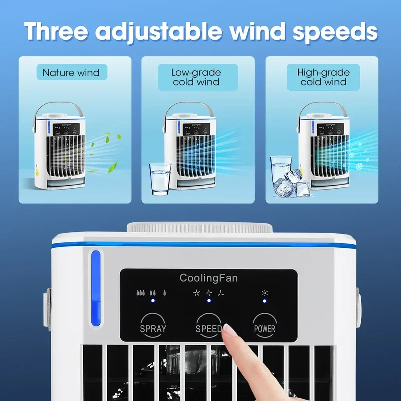 Small Space Air Conditioning for Home Rechargeable Portable Summer Desktop Air Cooler Spray Fan Moist Clean Air for Office Room