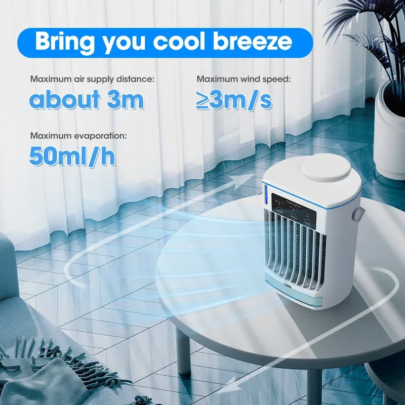 Small Space Air Conditioning for Home Rechargeable Portable Summer Desktop Air Cooler Spray Fan Moist Clean Air for Office Room