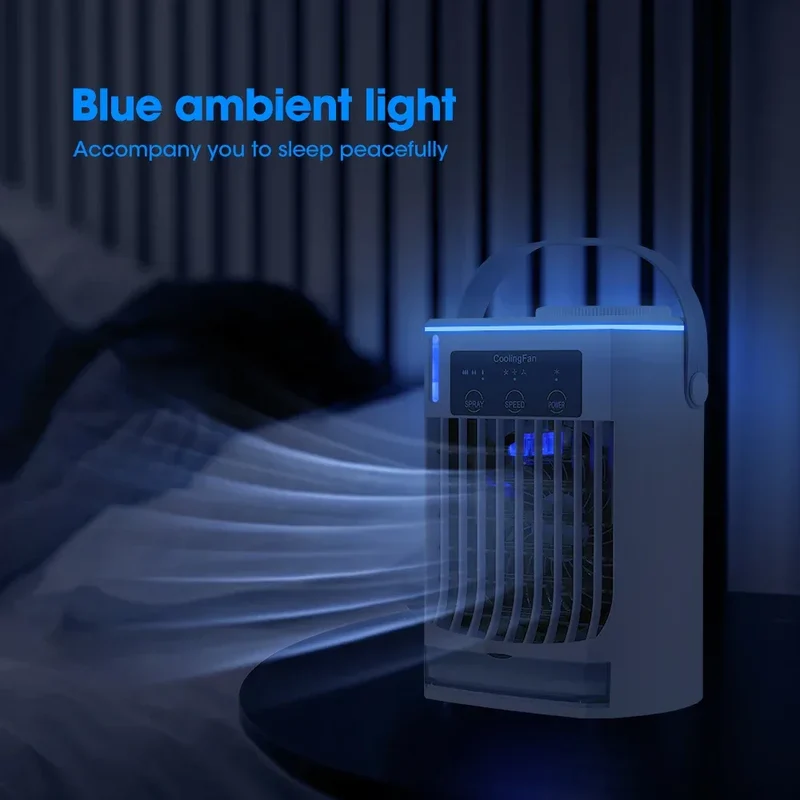 Small Space Air Conditioning for Home Rechargeable Portable Summer Desktop Air Cooler Spray Fan Moist Clean Air for Office Room