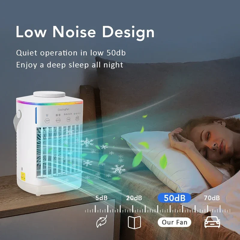Small Space Air Conditioning for Home Rechargeable Portable Summer Desktop Air Cooler Spray Fan Moist Clean Air for Office Room