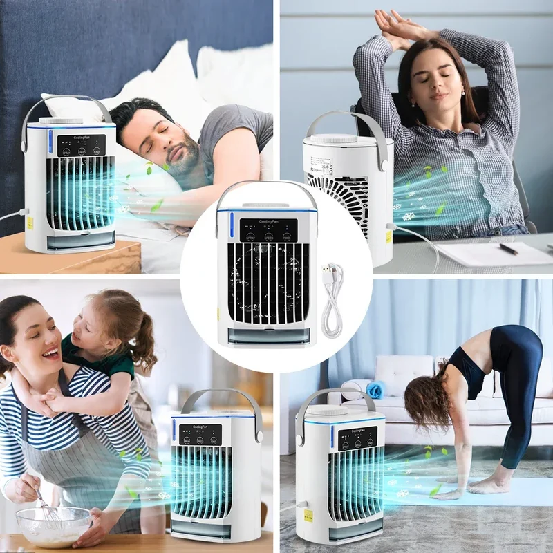 Small Space Air Conditioning for Home Rechargeable Portable Summer Desktop Air Cooler Spray Fan Moist Clean Air for Office Room