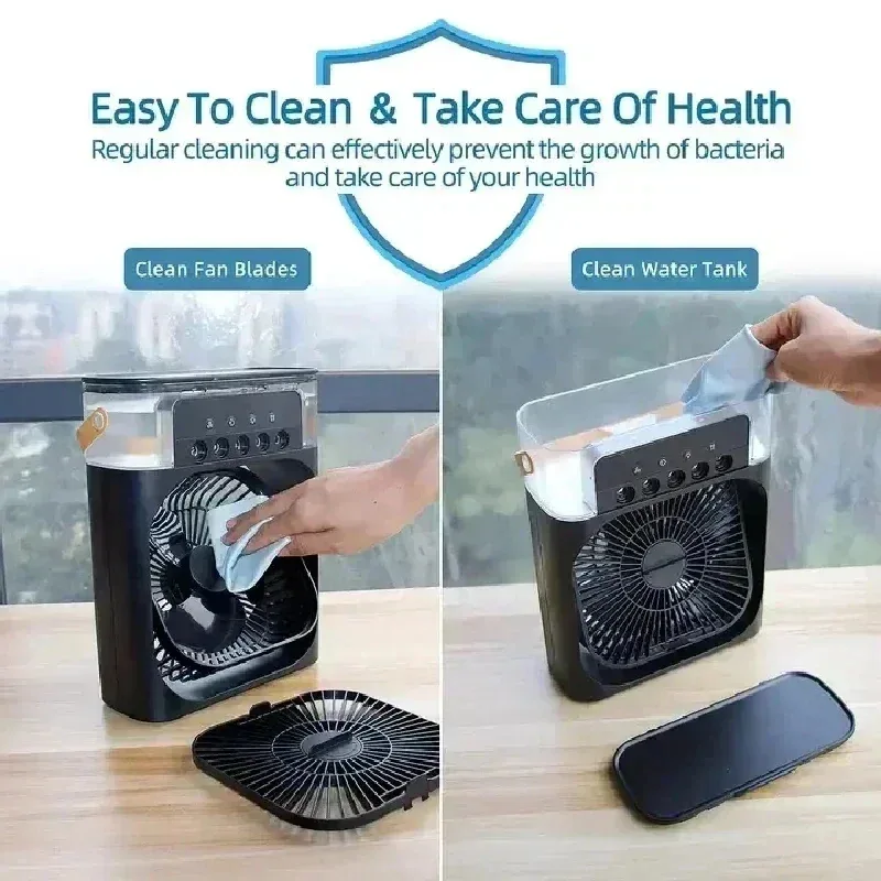 3-in-1 portable humidifying fan, mini USB air conditioning fan with LED night light function, water mist humidification, fun hom