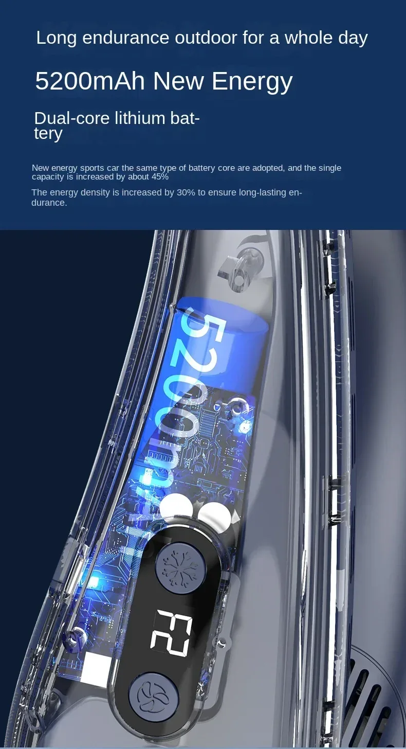 New Neck Air Conditioner Portable Neck Fan Rechargeable Semiconductor Cooling Bladeless Fan Outdoor Personal Fan Wearable Cooler
