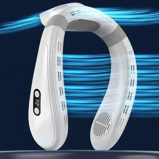 New Neck Air Conditioner Portable Neck Fan Rechargeable Semiconductor Cooling Bladeless Fan Outdoor Personal Fan Wearable Cooler