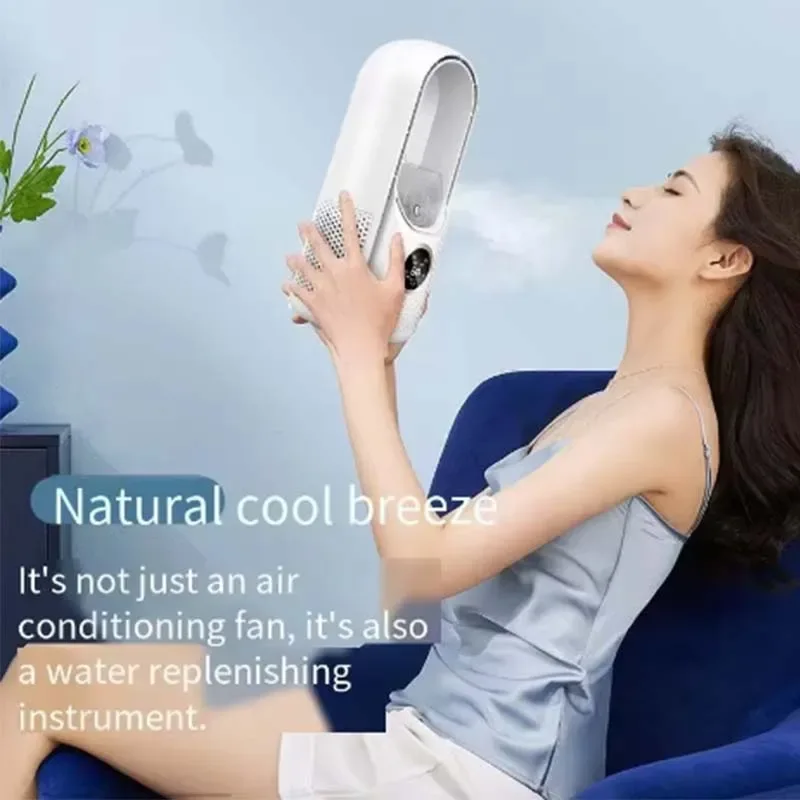 Bladeless Fan Air Cooler Portable Led Display Desktop Fanless Bladeless Cooler Cooling Six Gear Adjustable Fan Office Bedroom