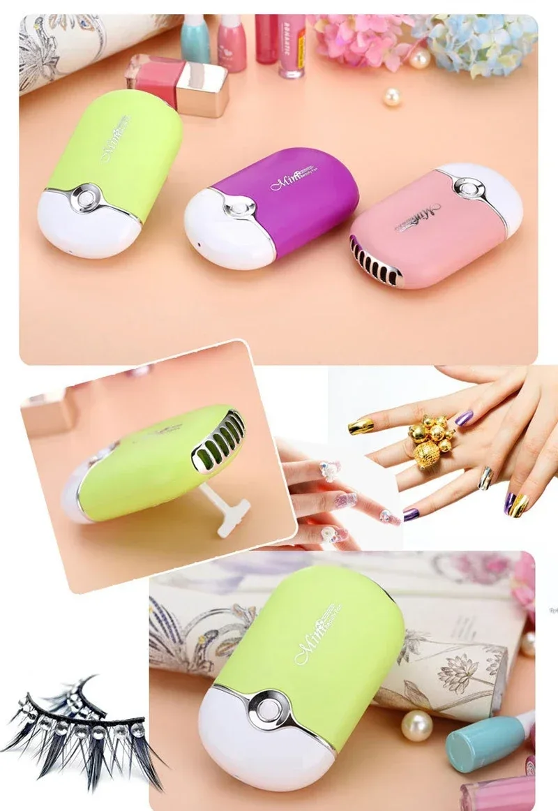 New USB Mini Fan Air Conditioning Blower USB Charging Fan Eyelash Hair Dryer Portable Nail Polish Quick Dry Pocket Cooling Fan