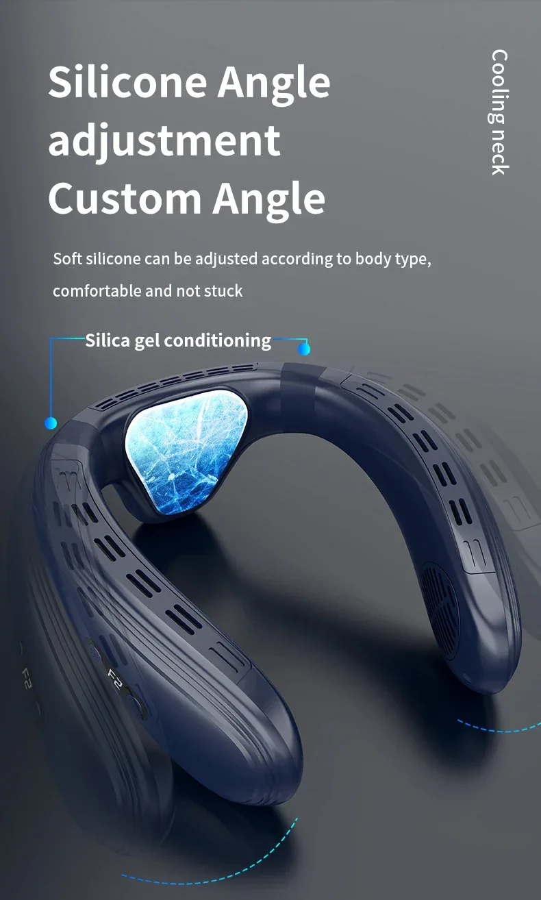 New Portable Neck Fan 5200mAh Neck Air Conditioner Rechargeable Semiconductor Cooling Fan Outdoor Personal Fan Wearable Cooler