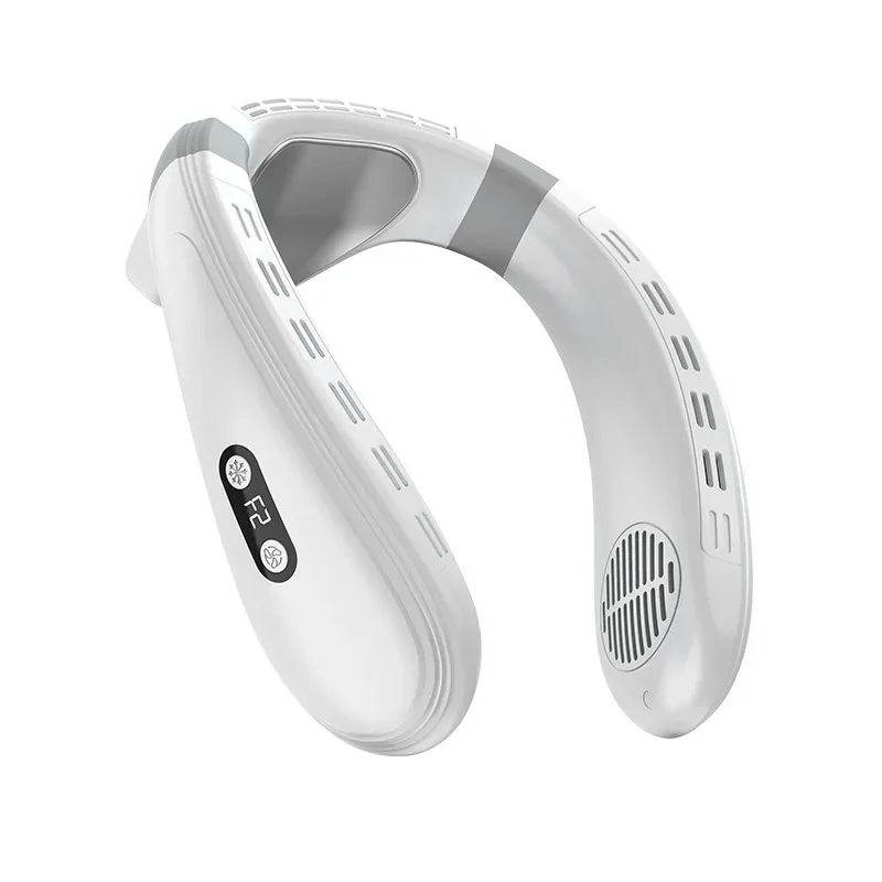 New Portable Neck Fan 5200mAh Neck Air Conditioner Rechargeable Semiconductor Cooling Fan Outdoor Personal Fan Wearable Cooler