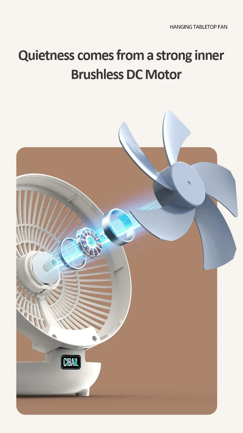 2024 Best Sellers 2IN1 Folding Desktop Fan Portable Air Conditioner Wall Mounted Fan Rechargeable With 3 Gears for Home Office