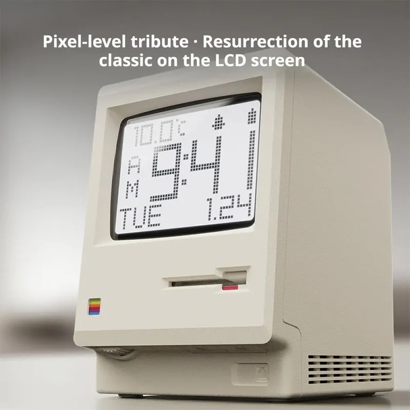 Desktop Digital Clock Retro Classic Design Beige Floppy Disk Decor Tech Gadget Gift For Men Women Office Desk Novelty Ornament