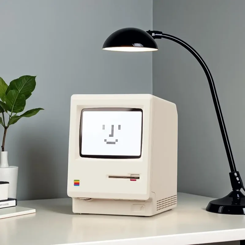 Desktop Digital Clock Retro Classic Design Beige Floppy Disk Decor Tech Gadget Gift For Men Women Office Desk Novelty Ornament