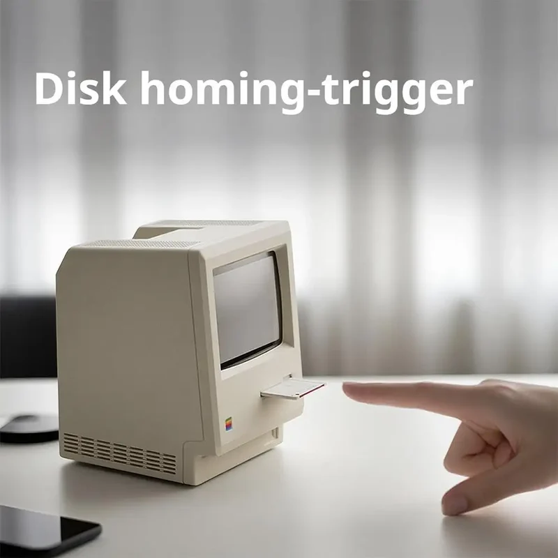Desktop Digital Clock Retro Classic Design Beige Floppy Disk Decor Tech Gadget Gift For Men Women Office Desk Novelty Ornament