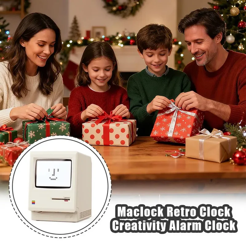 Desktop Digital Clock Retro Classic Design Beige Floppy Disk Decor Tech Gadget Gift For Men Women Office Desk Novelty Ornament