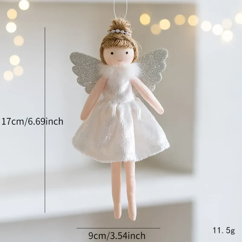 New Christmas Mouse Doll Pendant Girl Ballet Angel Christmas Tree Pendant Plush Hanging Xmas Decoration Charms New Year Gifts