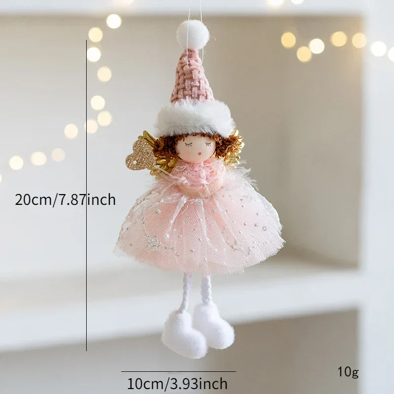 New Christmas Mouse Doll Pendant Girl Ballet Angel Christmas Tree Pendant Plush Hanging Xmas Decoration Charms New Year Gifts