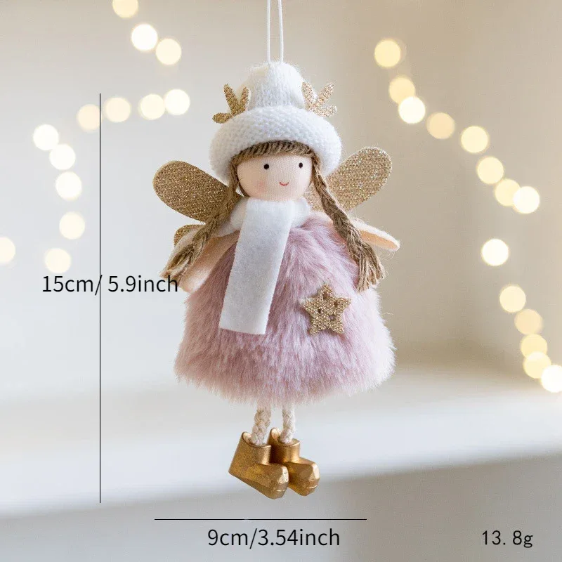 New Christmas Mouse Doll Pendant Girl Ballet Angel Christmas Tree Pendant Plush Hanging Xmas Decoration Charms New Year Gifts